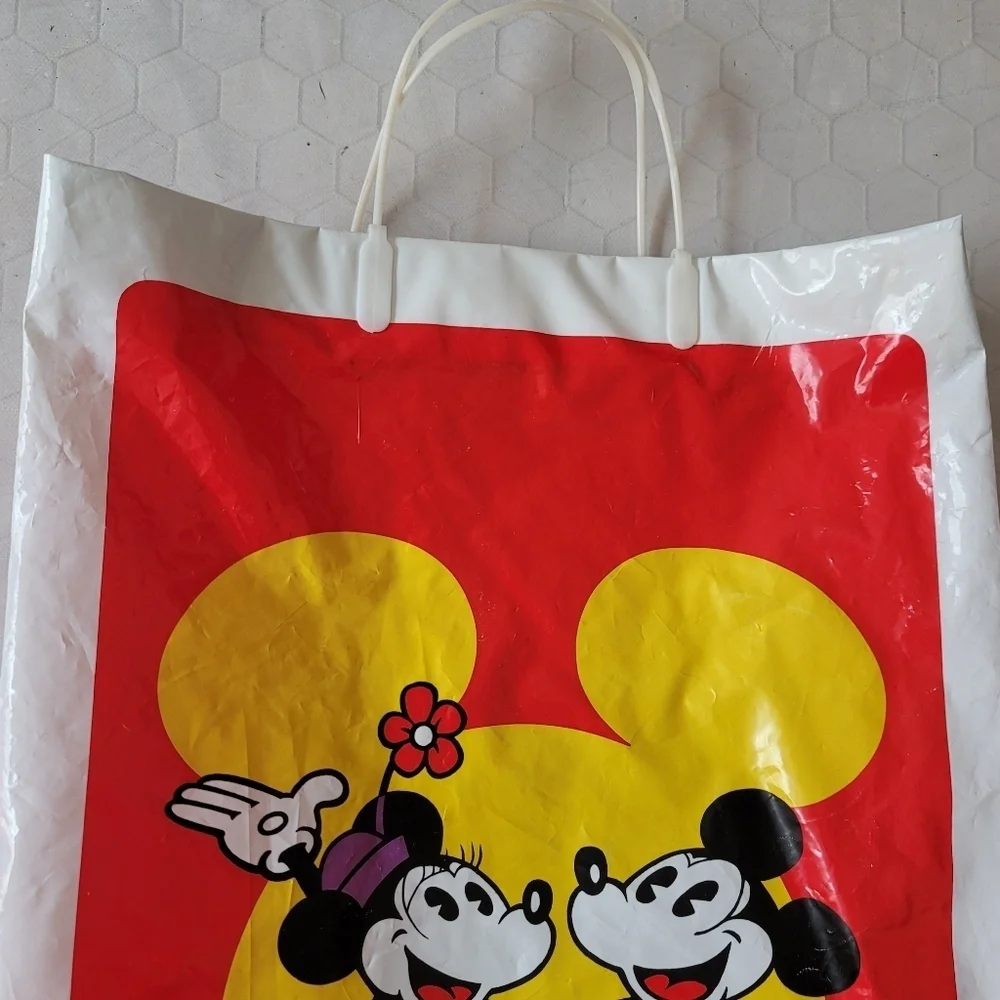 VTG Disneyland Walt Disney Hong‎ Kong Plastic Reusable Shopping Bag Tote